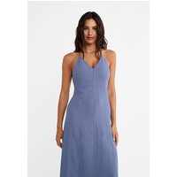 Stradivarius Halter midi-jurk van linnenmix  Indigo L