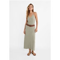 Stradivarius Halter midi-jurk van linnenmix  Kaki S