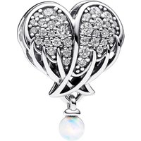 Pandora Charms - Angel wing heart sterling silver charm withcubic z in white