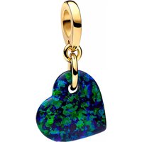 Pandora Charms - Heart 14k gold-plated dangle with lab-created opal in green