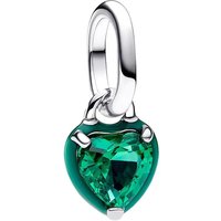 Pandora Charms - Heart sterling silver mini dangle with chrytal and in green