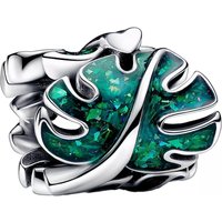 Pandora Charms - Monstera leaves sterling silver charm with hologra in green