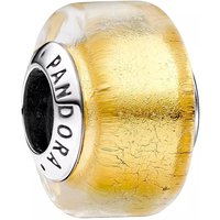 Pandora Charms - Sterling silver charm with transparent Murano glas in gold