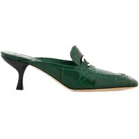 Salvatore Ferragamo Slippers - Green Logo Buckle Mules Shoes in groen