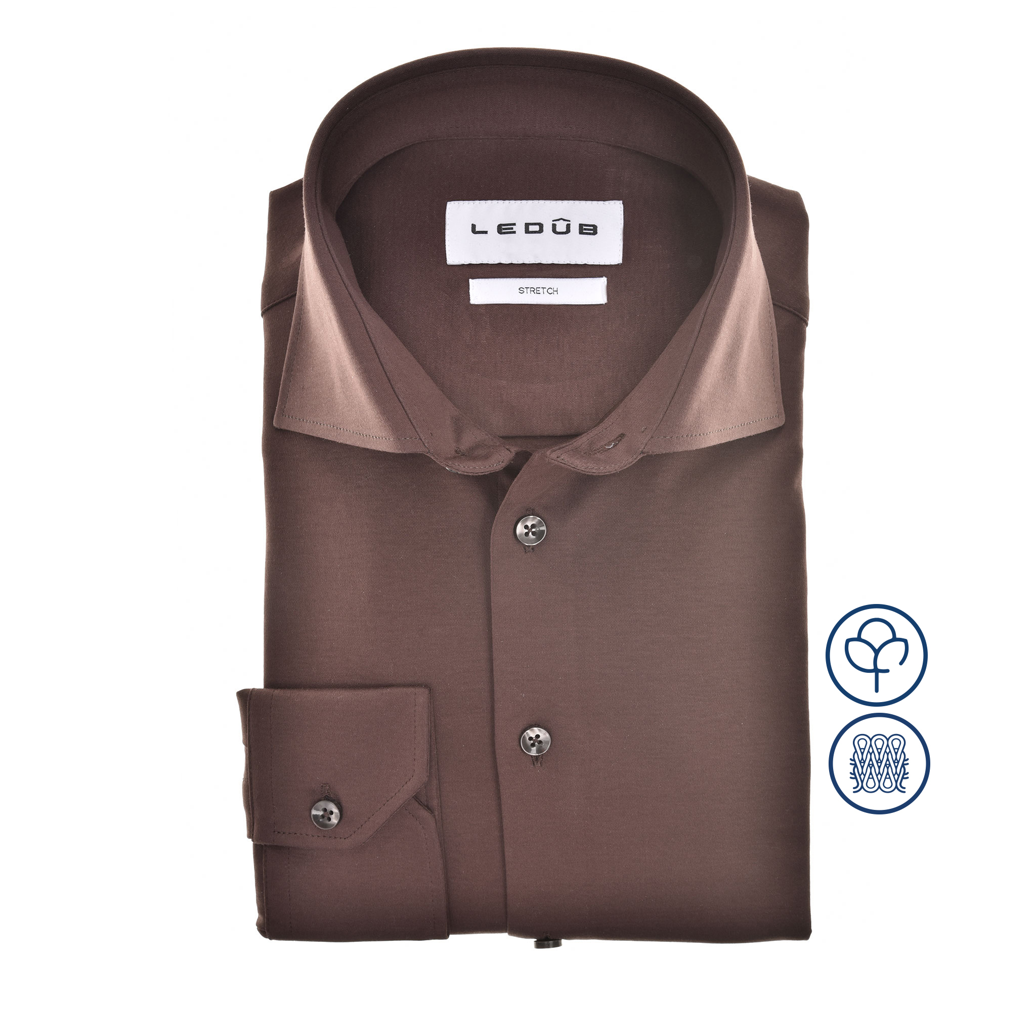 Ledub Business hemd lange mouw Bruin LE24216 MFN 5 0142637/680-000-000