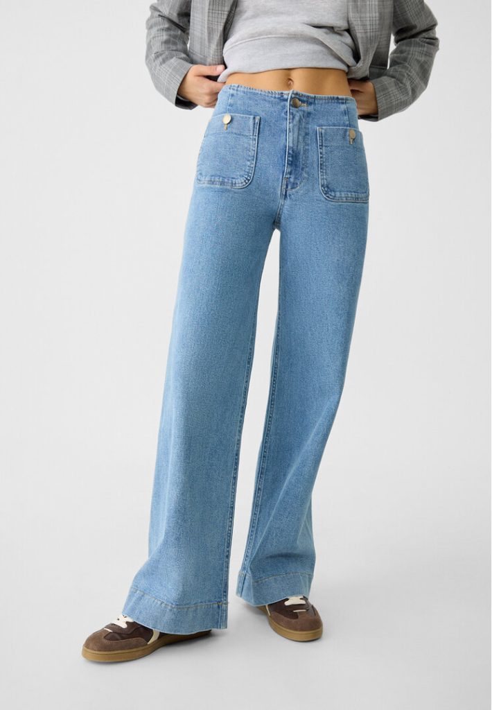 Stradivarius Minimalistische jeans met zakken  Blauwe denim 32