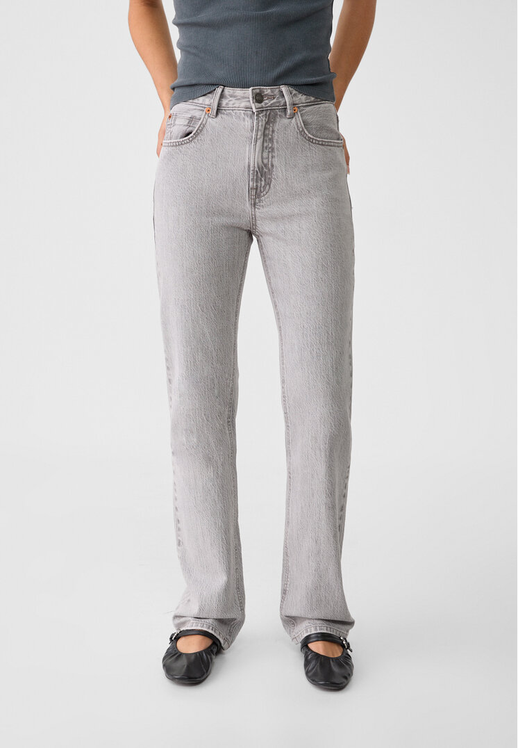 Stradivarius D98 straight vintage effect jeans  Parelgrijs 32