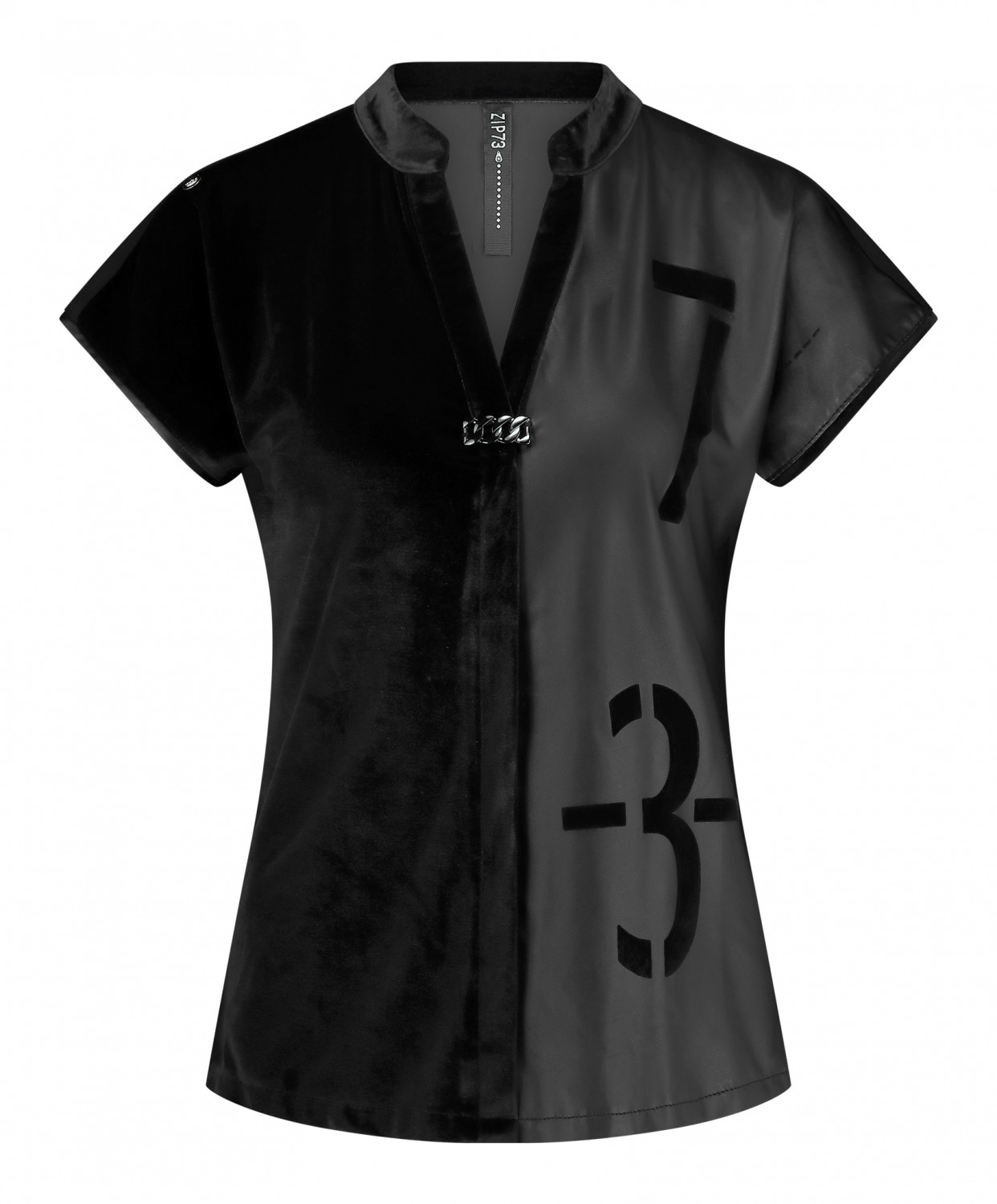 Zip73 Female Shirts En Tops Top K.mouw Velvet Zwart W24/617/01/001