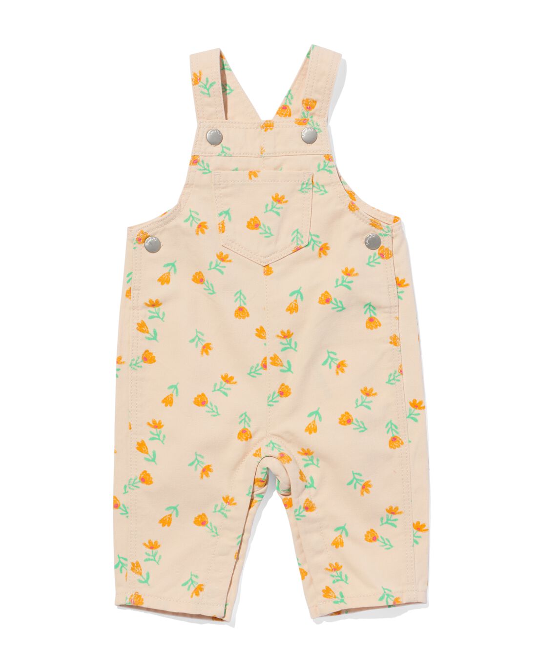 HEMA Baby Tuinbroek Bloemen Perzik (perzik)