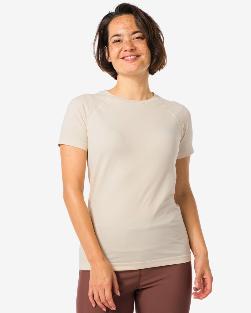 HEMA Dames Naadloos Sportshirt Creme (creme)