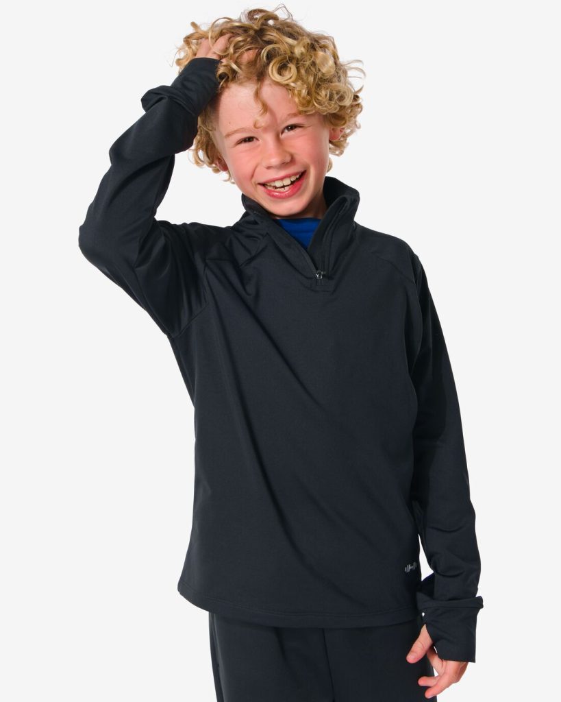 HEMA Kinder Fleece Sportshirt Zwart (zwart)