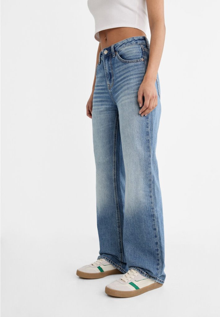 Stradivarius D92 recht model jeans met brede pijpen  Denim 32