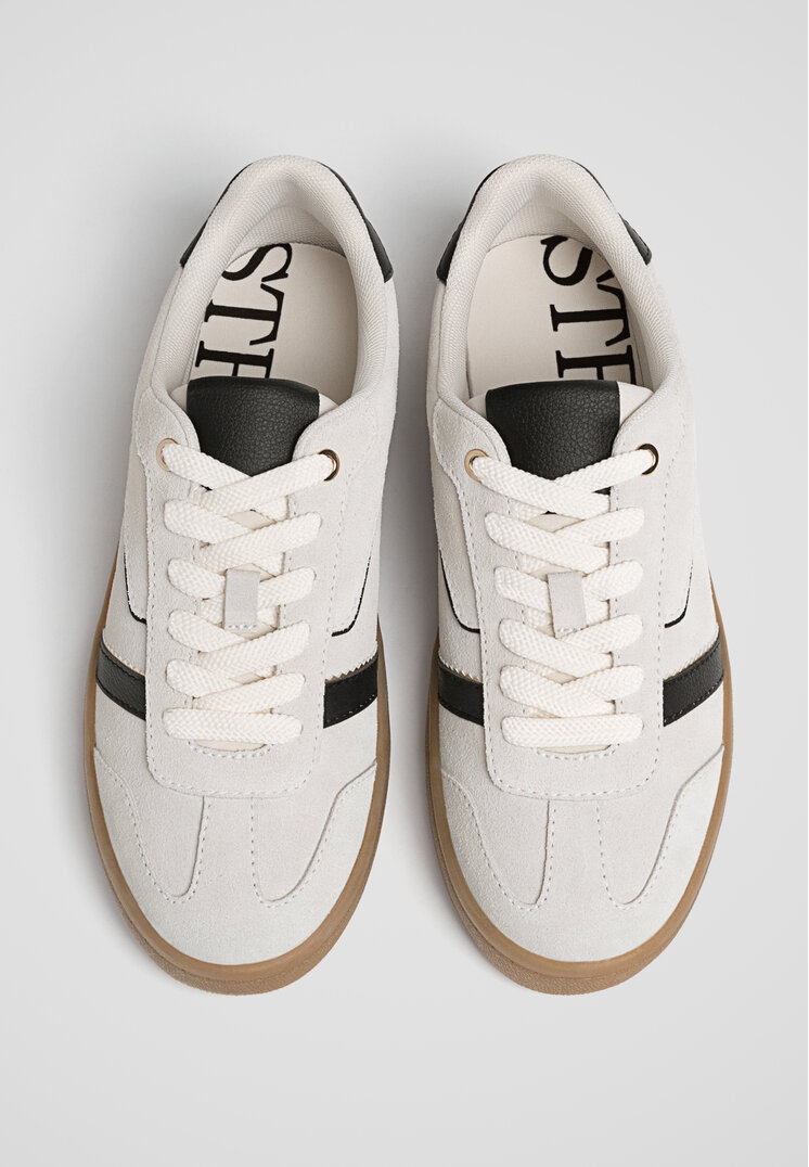 Stradivarius Leren sneakers met stukken  Gecombineerd 41