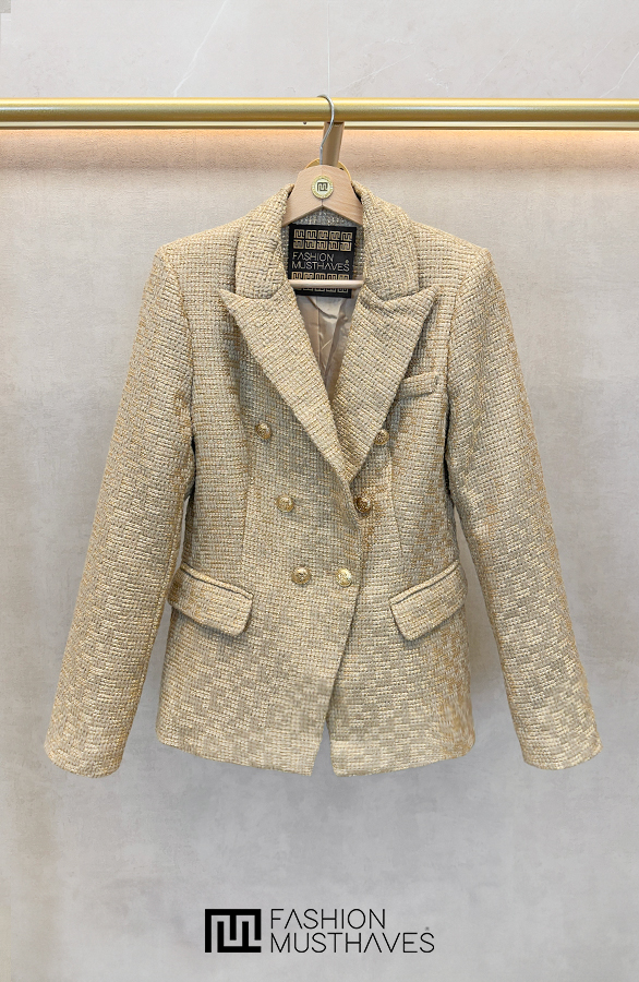 Luxury Bouclé Blazer Goud