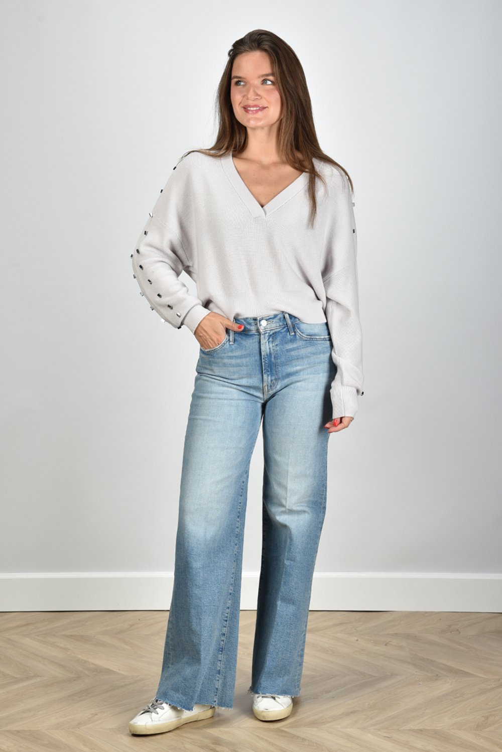 Mother jeans Hustler Roller Fray blauw