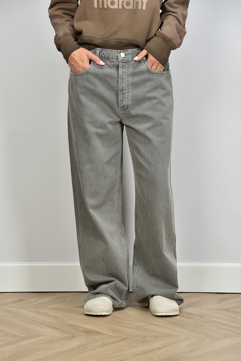 Agolde oversized jeans Low Slung Baggy grijs