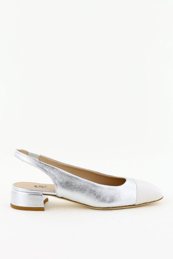 Odare slingback ballerinas met hak zilver