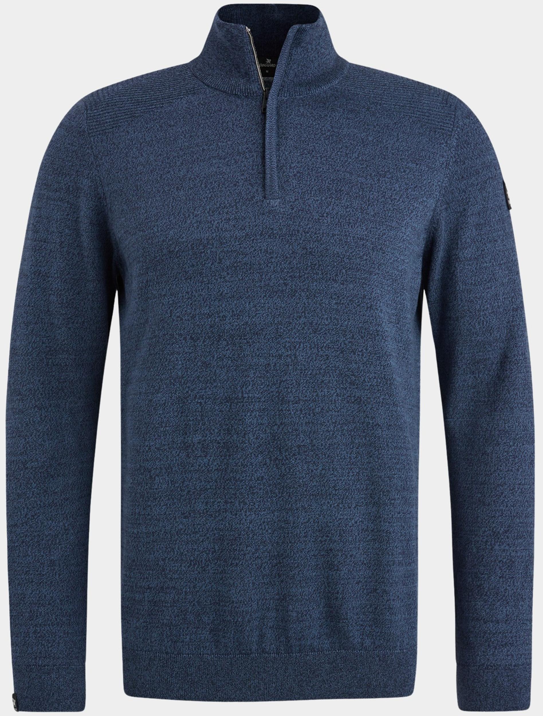 Vanguard Pullover Blauw Half zip collar cotton moulin VKW2408302/5030