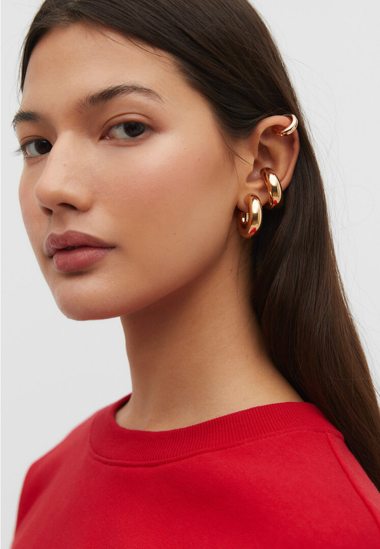 Stradivarius Set van 2 oorringen en earcuff  Goud OS