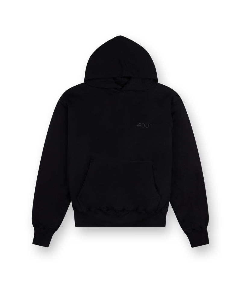 Double Layered Hoodie Logo Embroidery All Black - XS