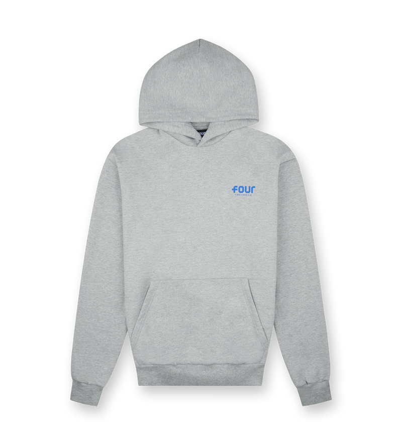 Blue Logo Hoodie Grey Melange - M