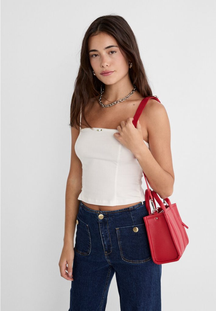 Stradivarius Minishopper van kunstleer  Rood OS