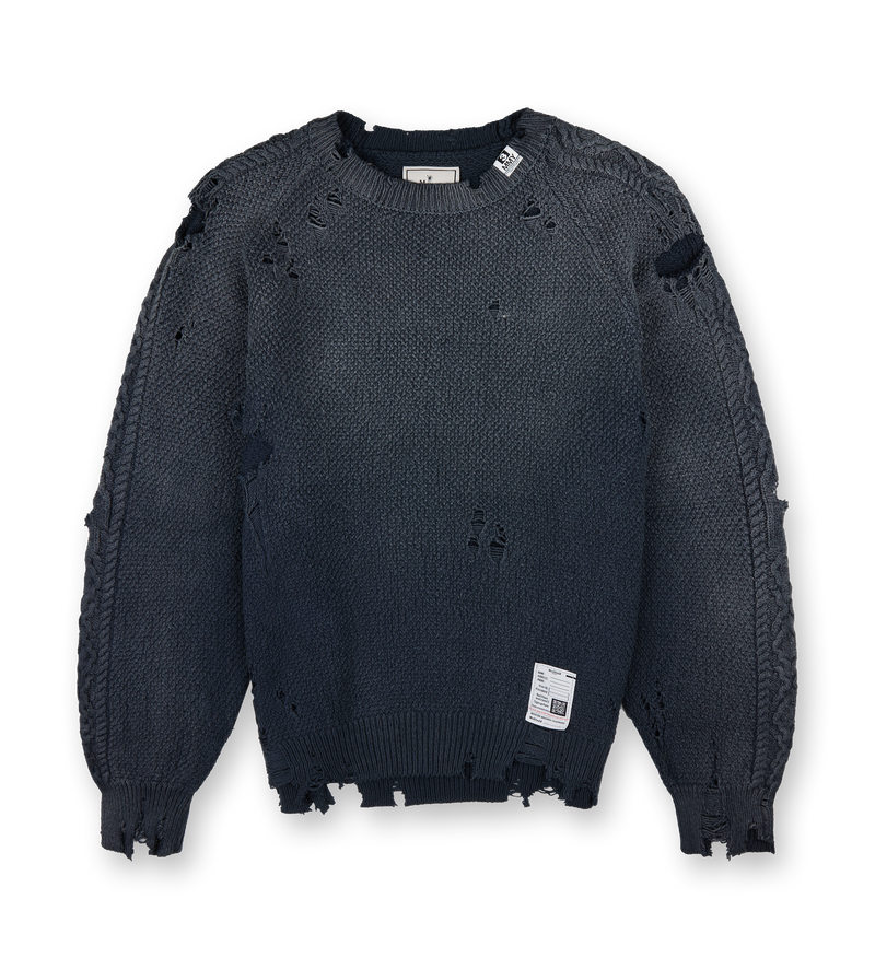 Sun Faded Knit Pullover Black - 48