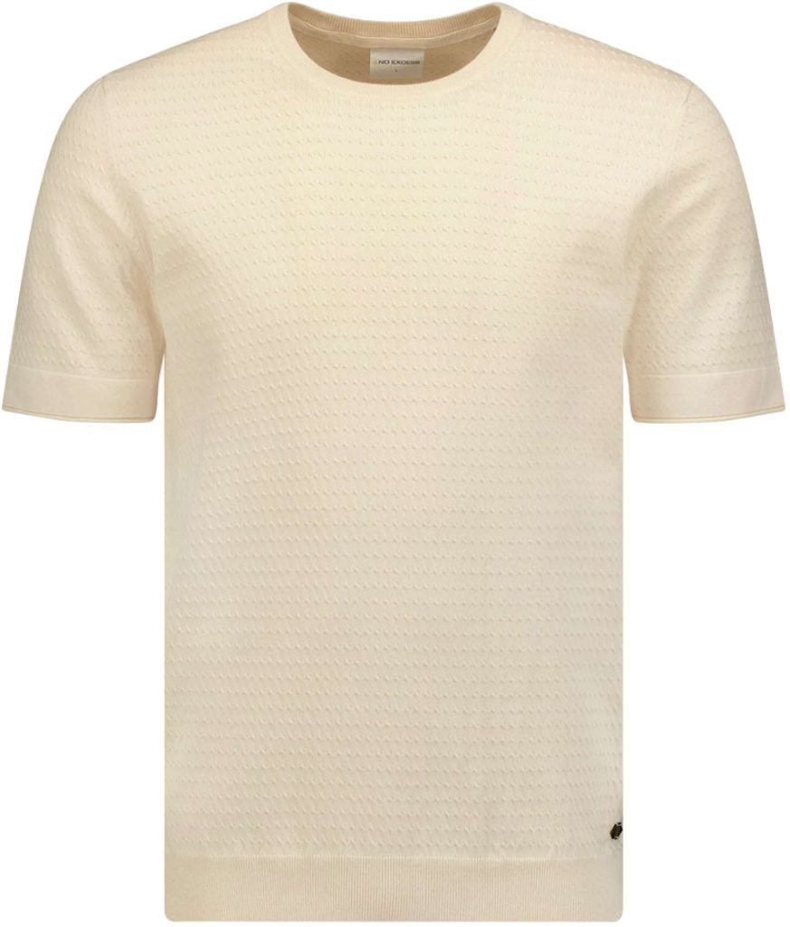 No Excess T-shirt korte mouw ronde hals gebreid cream