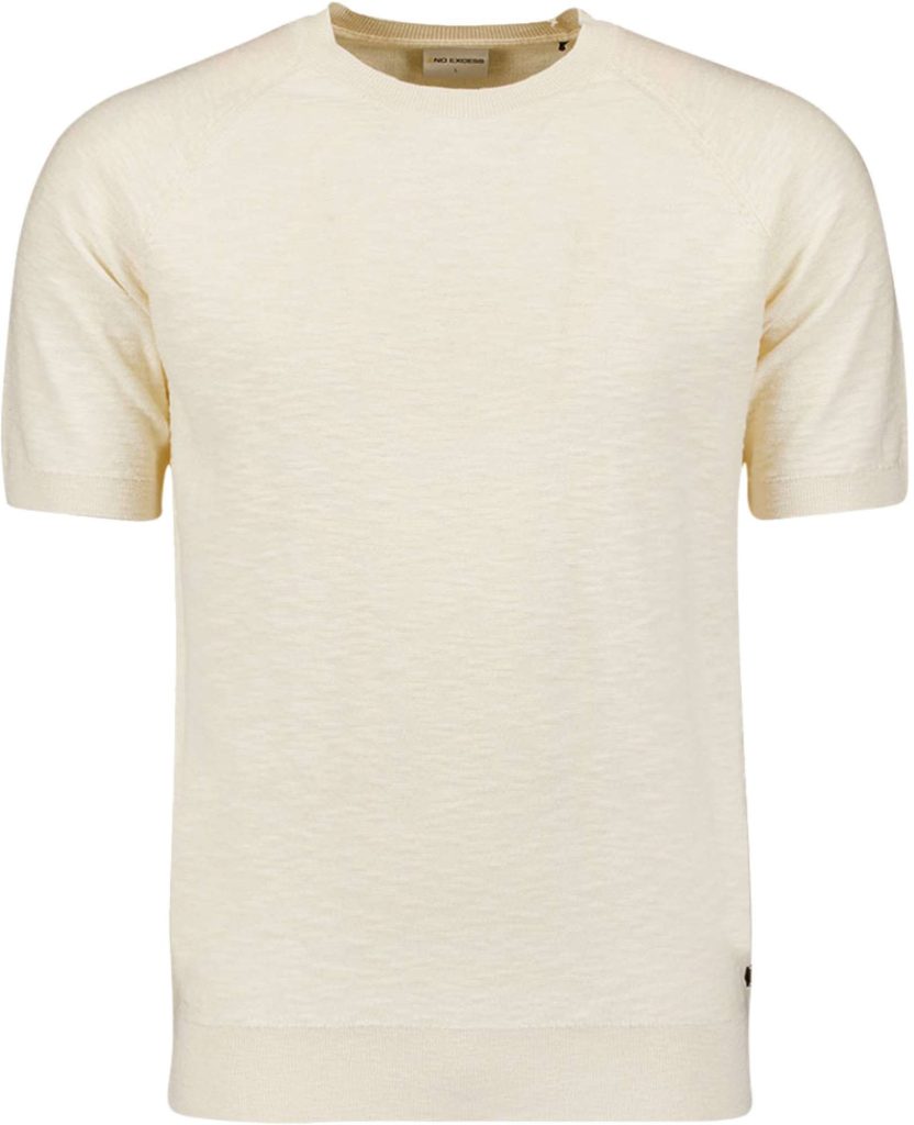 No Excess T-shirt korte mouw ronde hals gebreid cream