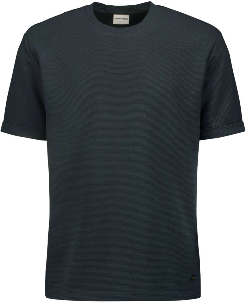 No Excess T-shirt korte mouw ronde hals jacuard dark steel