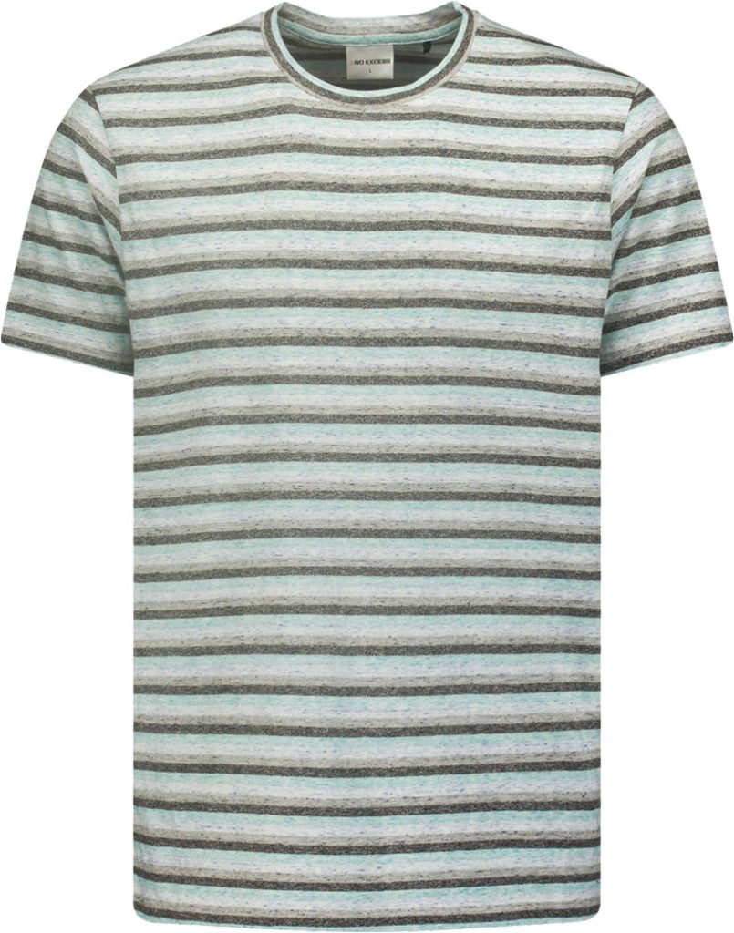 No Excess T-shirt korte mouw ronde hals met streep aqua