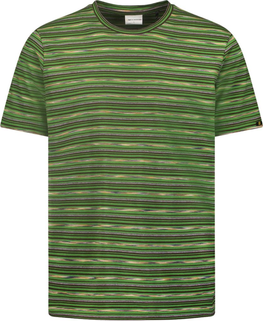 No Excess T-shirt korte mouw ronde hals met streep green