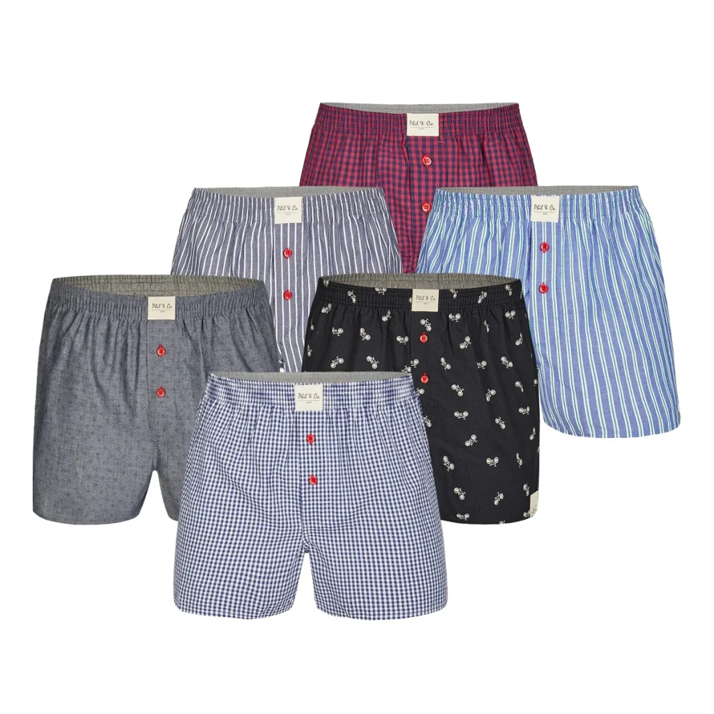 Phil & Co 6-pack geweven wijde boxershorts heren multipack 6-pack