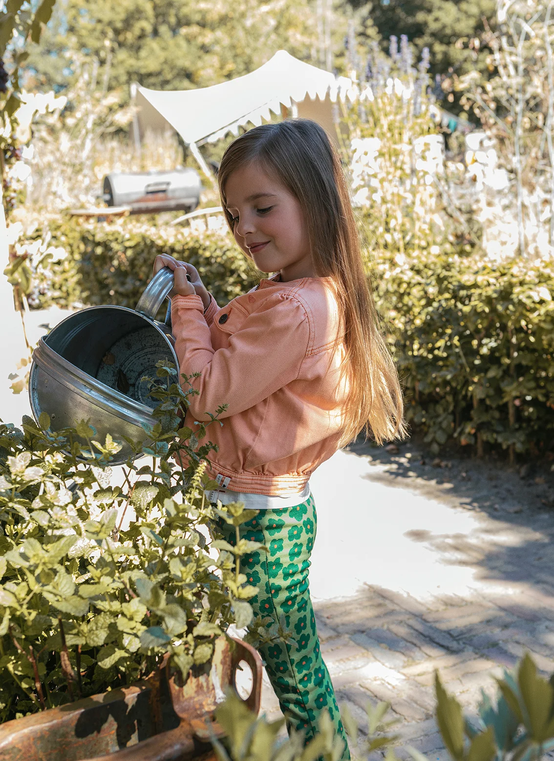 Looxs Revolution Denim twill jacket orange peach voor meisjes in de kleur