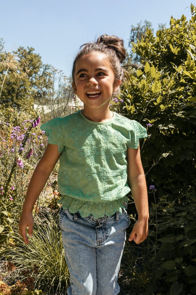 Looxs Revolution Broderie blouse clover green voor meisjes in de kleur