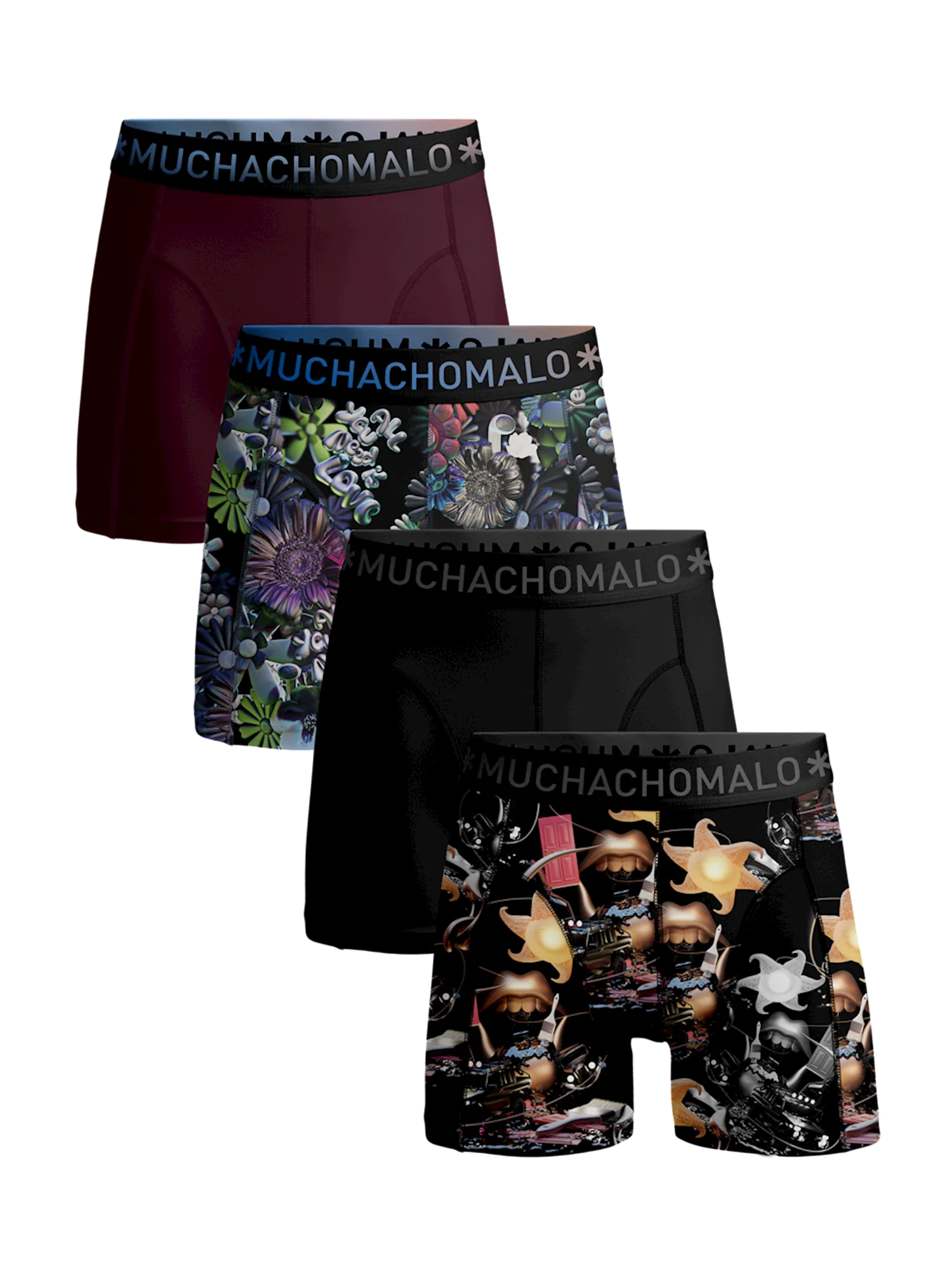 Muchachomalo Heren 4-pack boxershorts rolling stones beatles