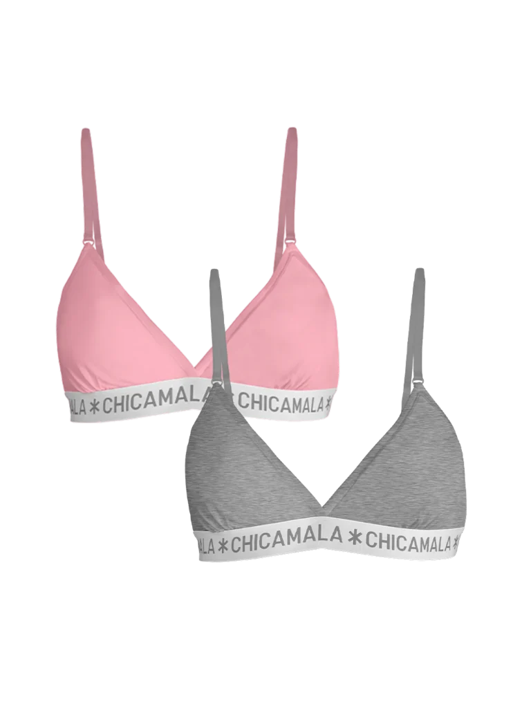 Muchachomalo Meisjes 2-pack triangle top effen