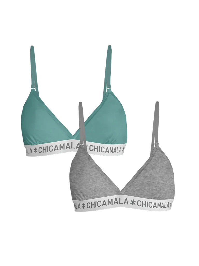 Muchachomalo Meisjes 2-pack triangle top effen