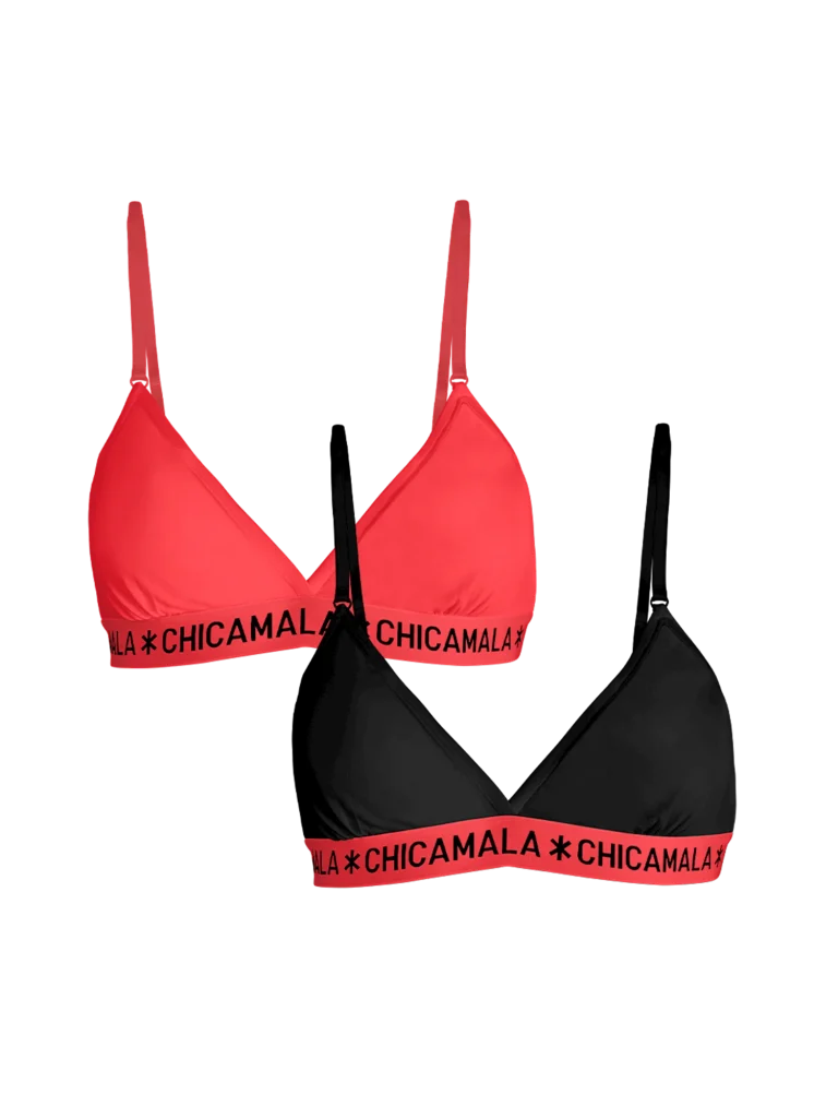 Muchachomalo Meisjes 2-pack triangle top effen