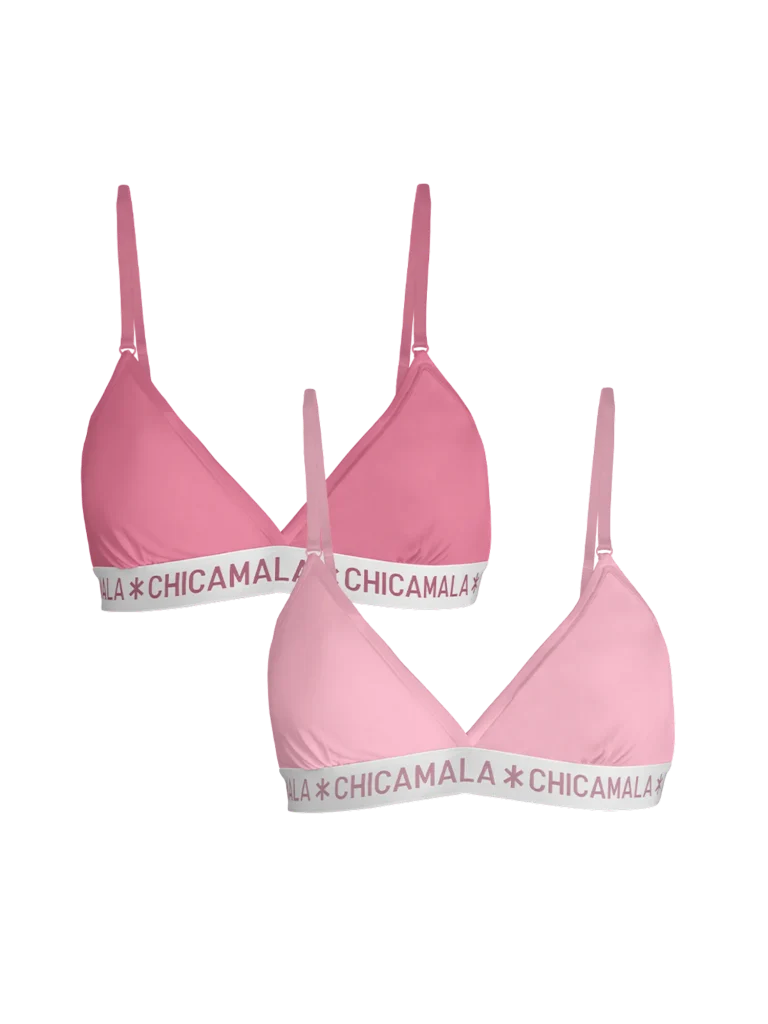 Muchachomalo Meisjes 2-pack triangle top effen