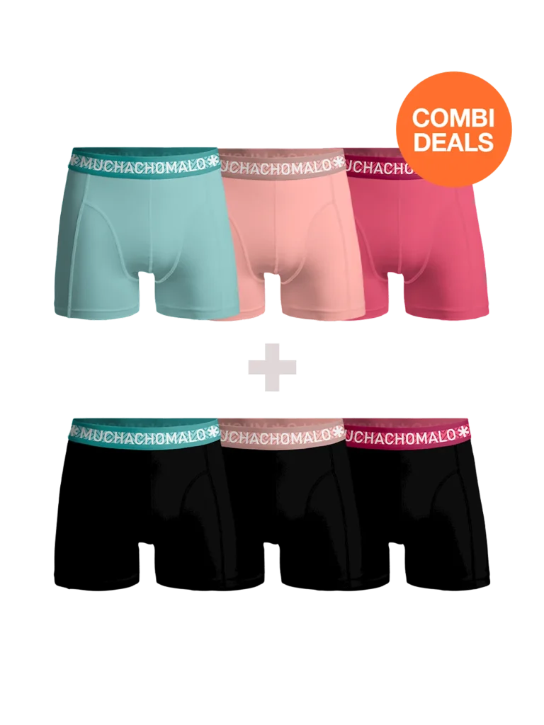 Muchachomalo Heren 3+3-pack boxershorts effen