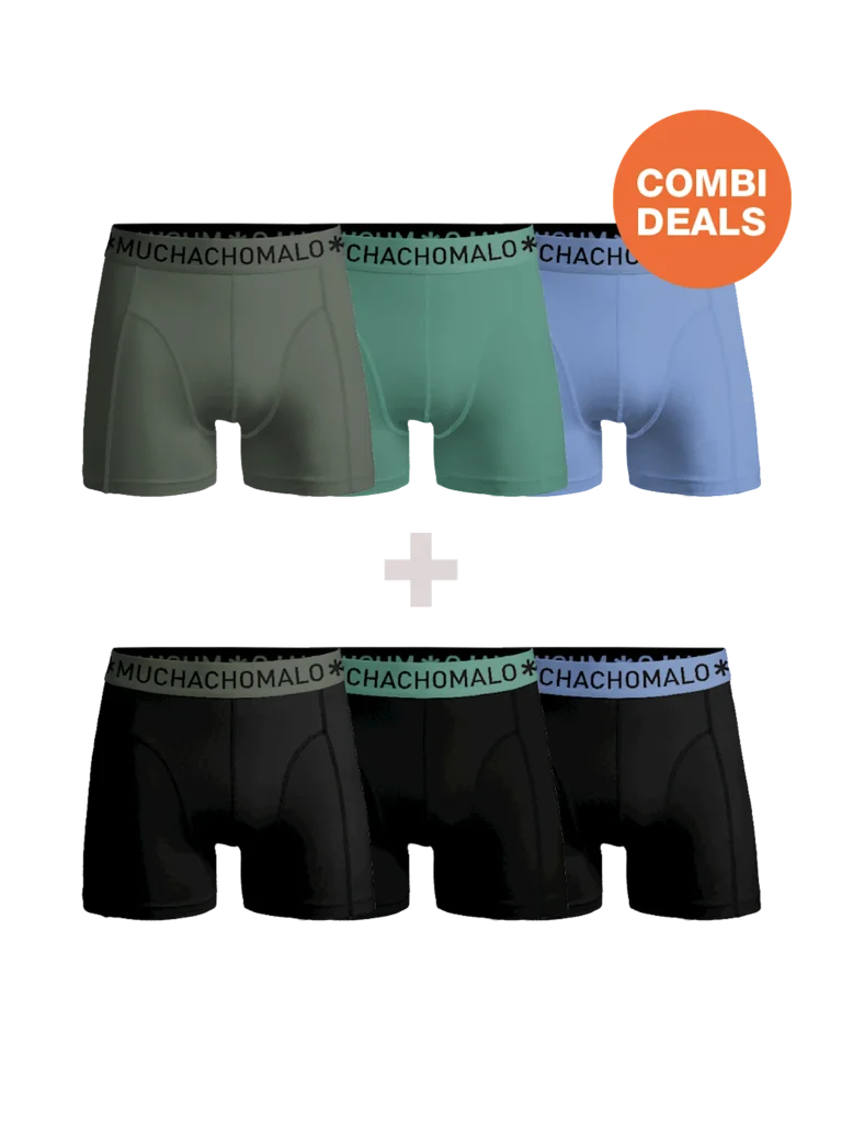 Muchachomalo Heren 3+3-pack boxershorts effen