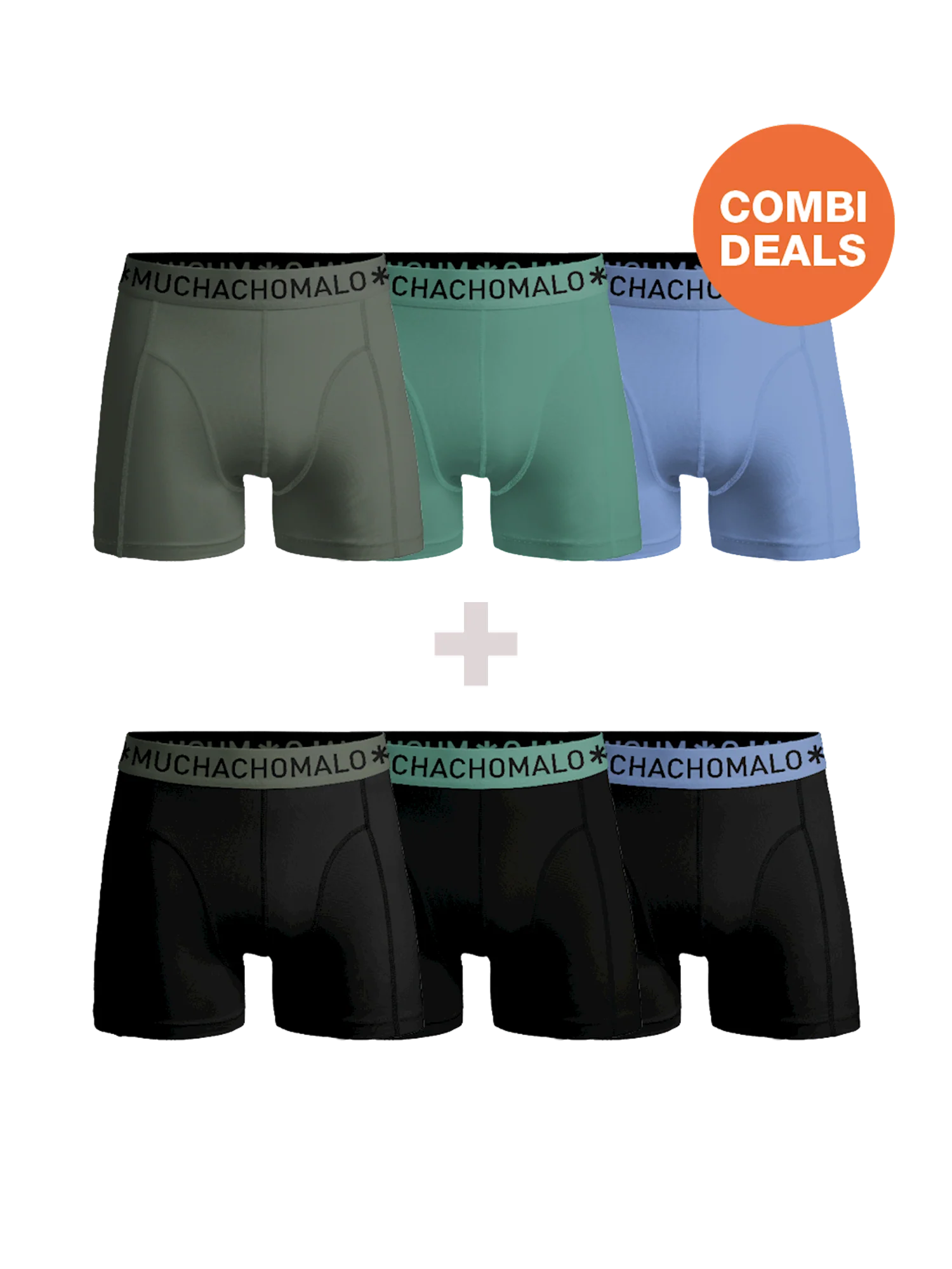 Muchachomalo Heren 3+3-pack boxershorts effen