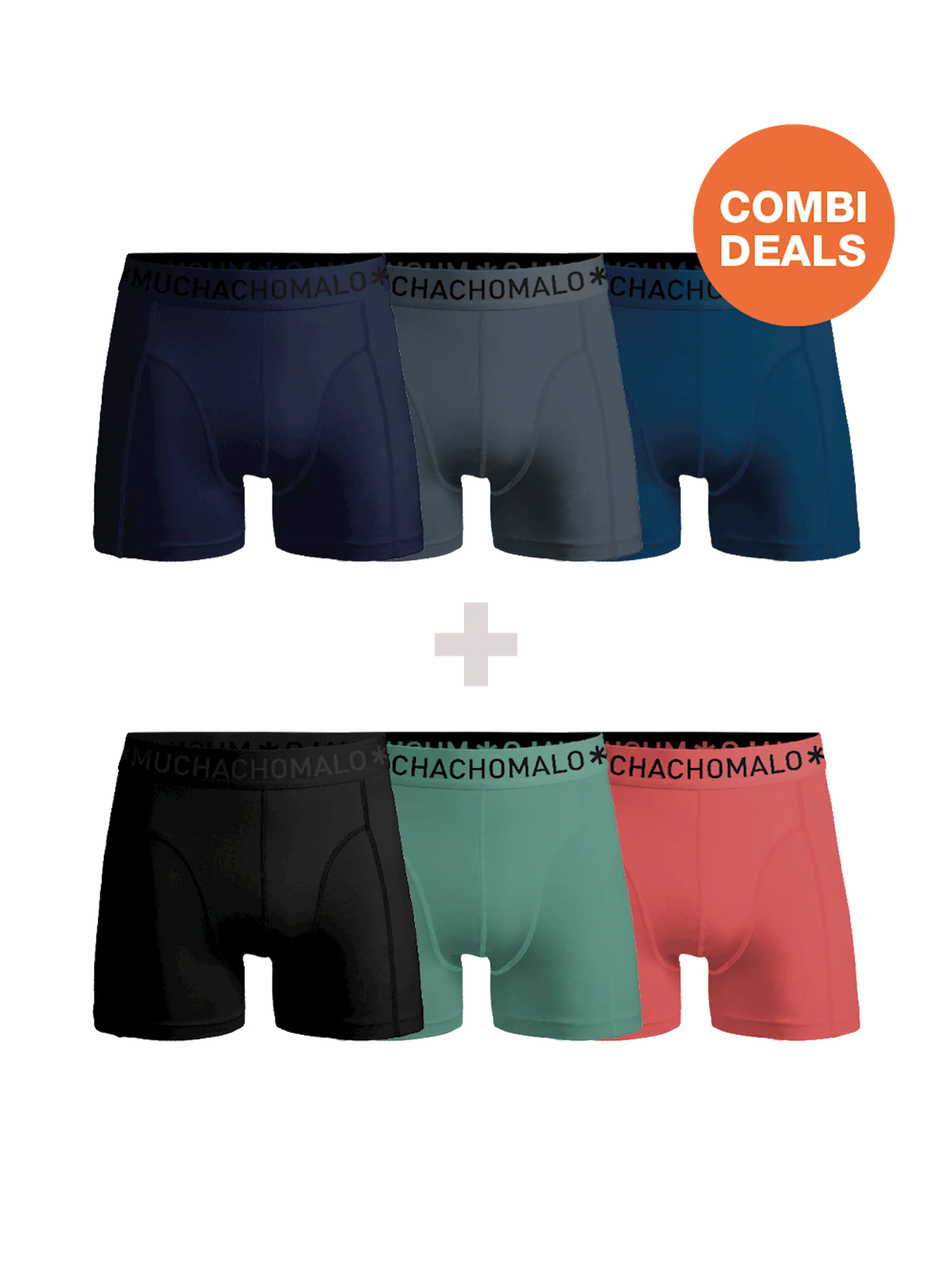 Muchachomalo Heren 3+3-pack boxershorts effen