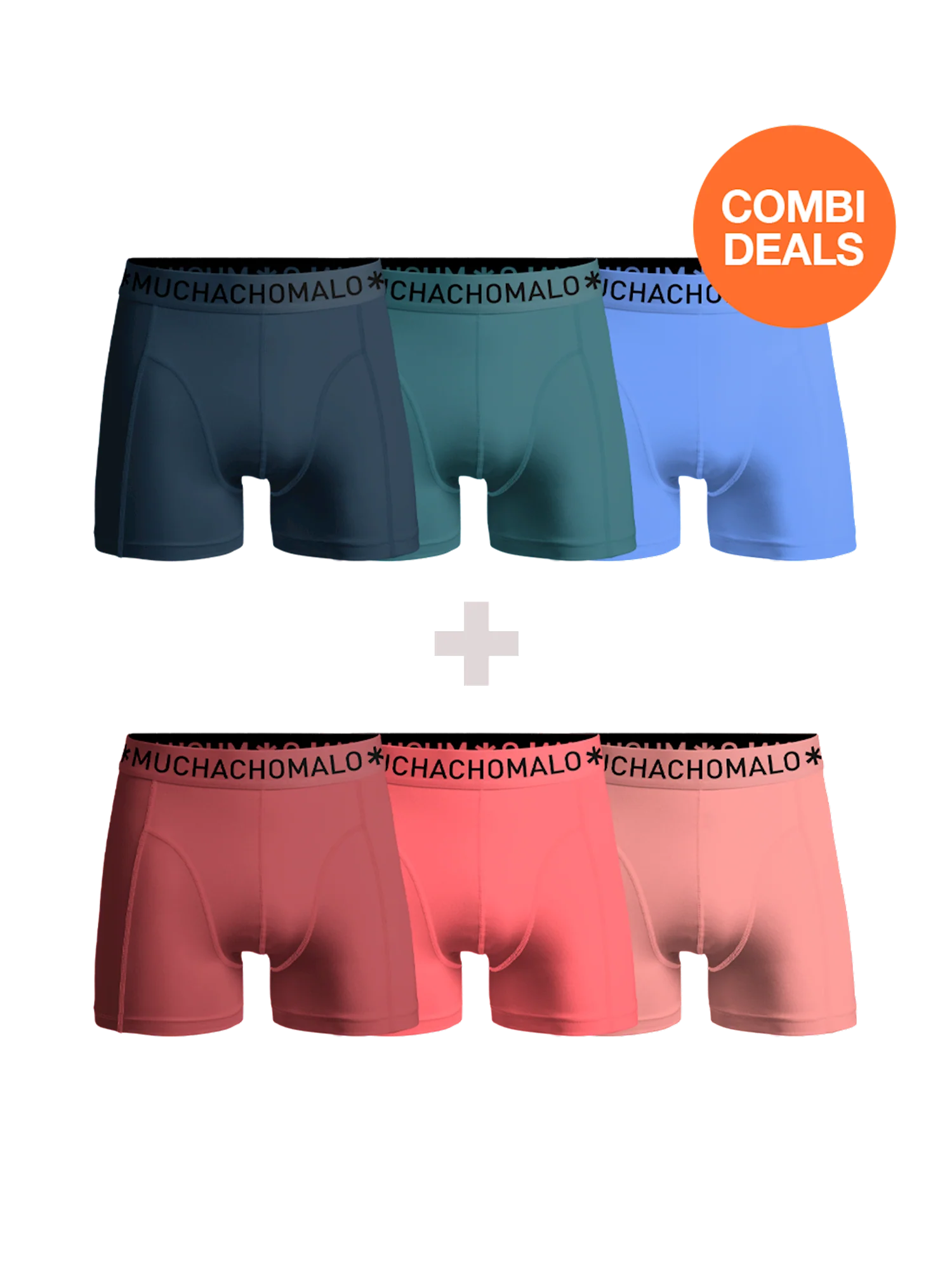 Muchachomalo Heren 3+3-pack boxershorts effen