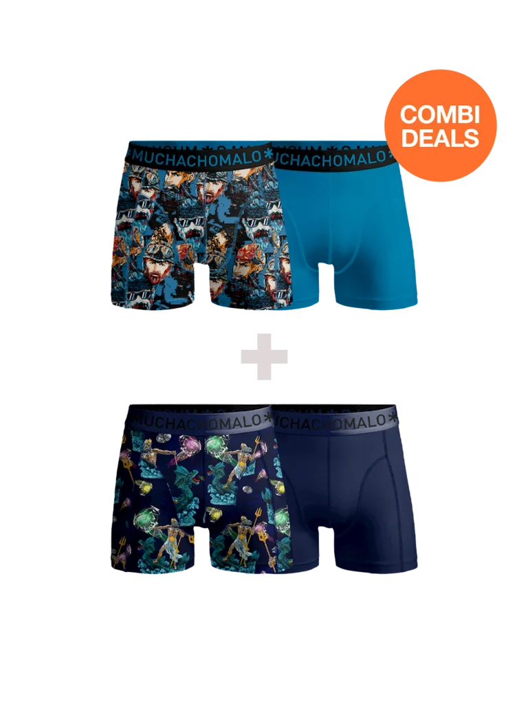 Muchachomalo Heren 2+2-pack boxershorts print/effen