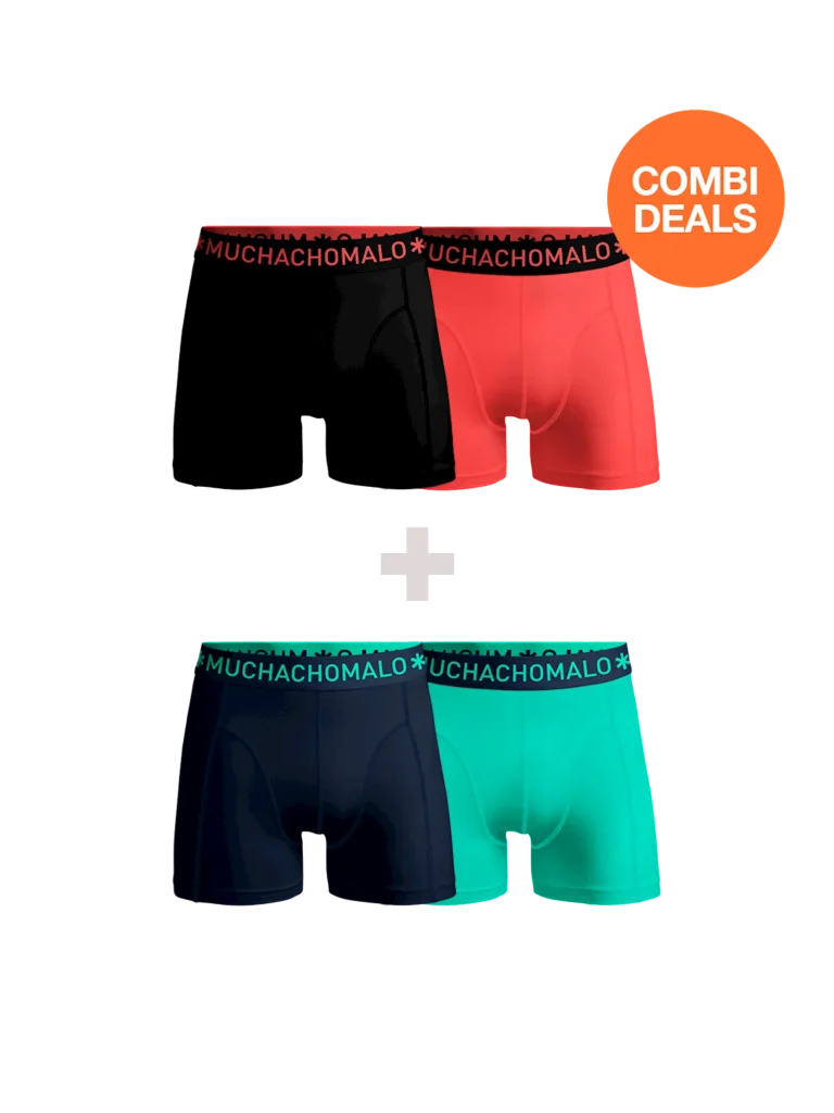 Muchachomalo Heren 2+2-pack boxershorts print/effen