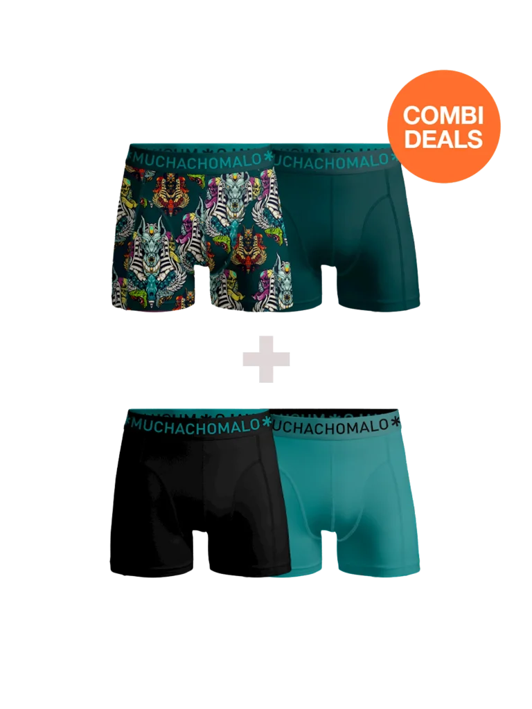 Muchachomalo Heren 2+2-pack boxershorts print/effen