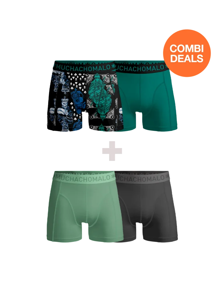 Muchachomalo Heren 2+2-pack boxershorts print/effen