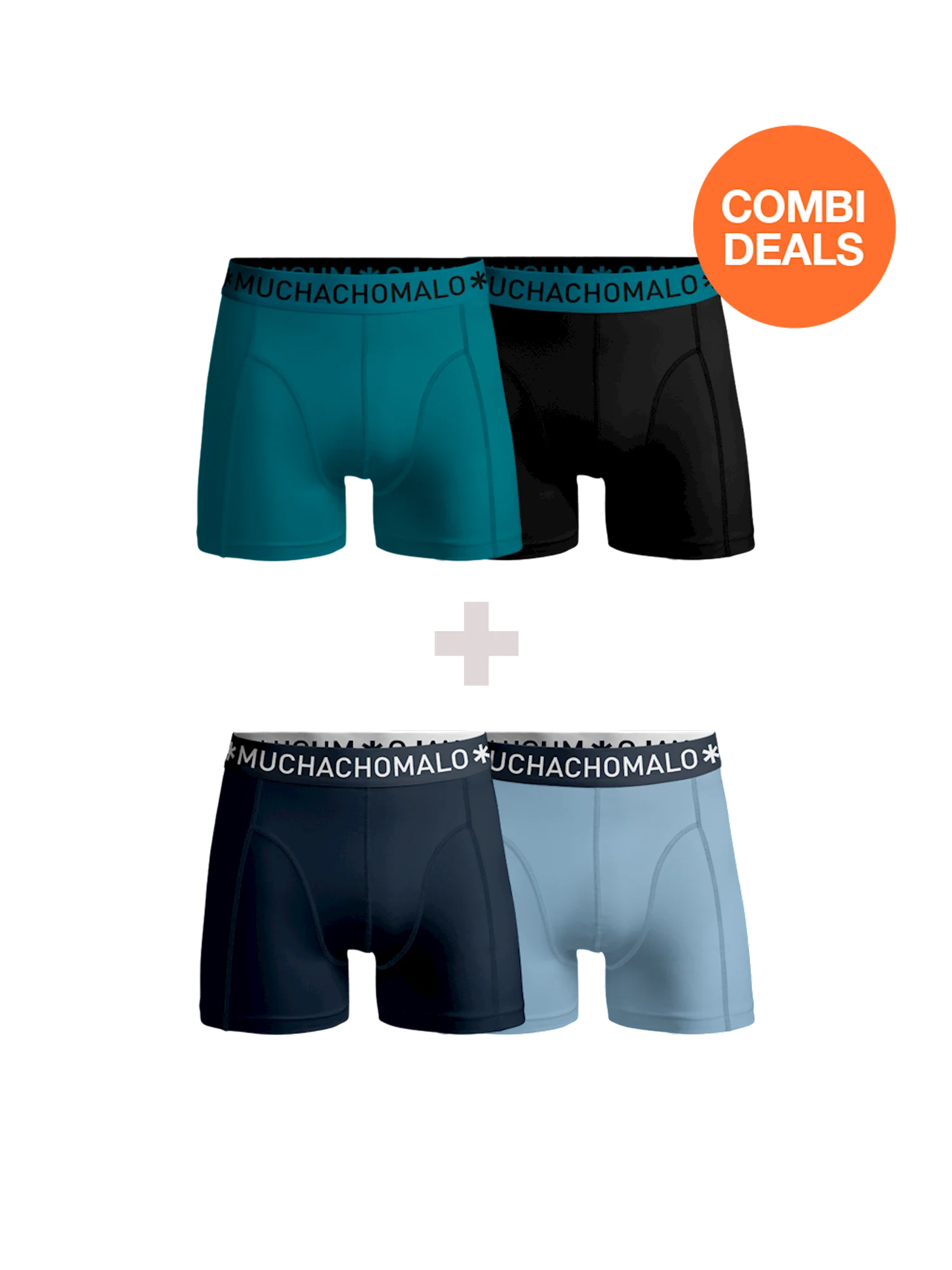 Muchachomalo Heren 2+2-pack boxershorts effen